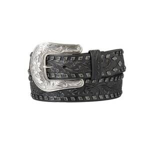 NEW ANGEL RANCH women's floral emboss belt in distressed black